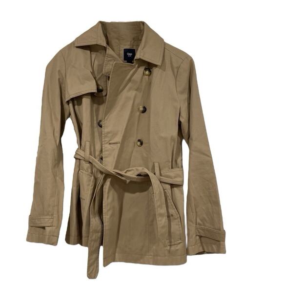 GAP Jackets & Blazers - GAP Womens Trench Coat XL Beige Double Breasted Belted Y2K Classic Cotton Jacket